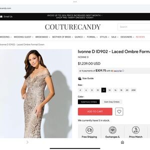 Laced Ombre Prom Dress - Gold